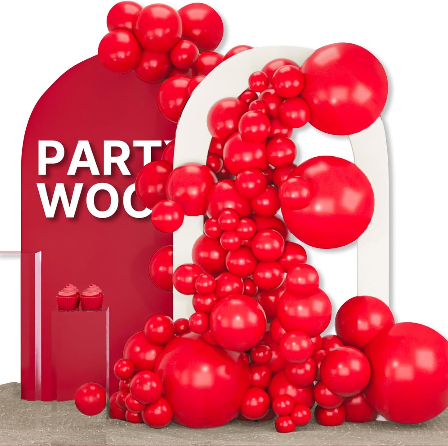 PartyWoo Red Balloons 155 pcs Different Sizes of 18 12 10 5 Inch Matte Red Latex Balloon Arch Kit Garland for Valentine's Day Graduation Memorial Day Christmas Birthday Party Decorations Red-Y57