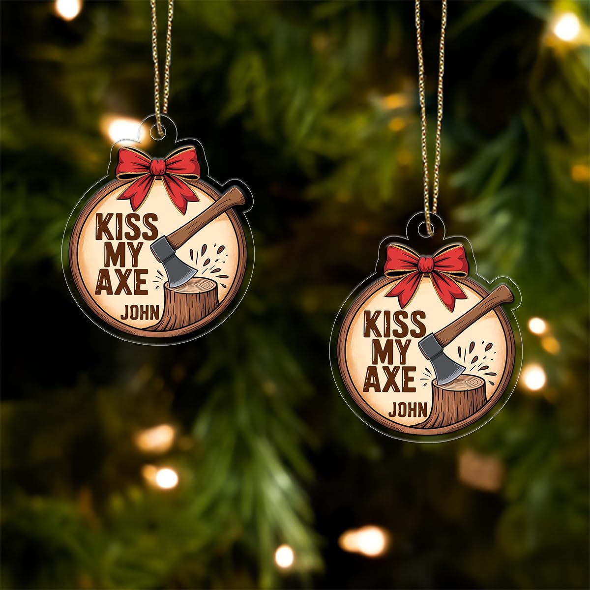 Personalized Kiss My Axe Adult Ornament, Funny Christmas Tree Decoration, Adult Ornament, Funny Ornament, Woodworker Holiday Ornament Acrylic Ornament – Personalized Christmas