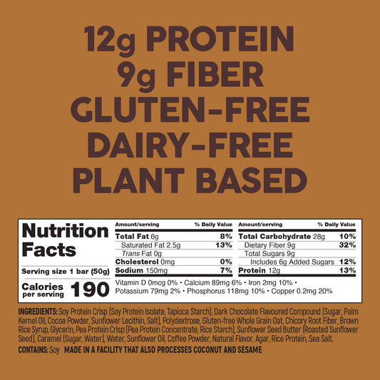 No Nuts! 100% Nut Free Dairy Free Vegan Protein Bars, Chocolate Caramel Mocha 12-Pack, Organic, Kosher, Egg-Free, Non-Gmo & Dairy-Free Protein Bars