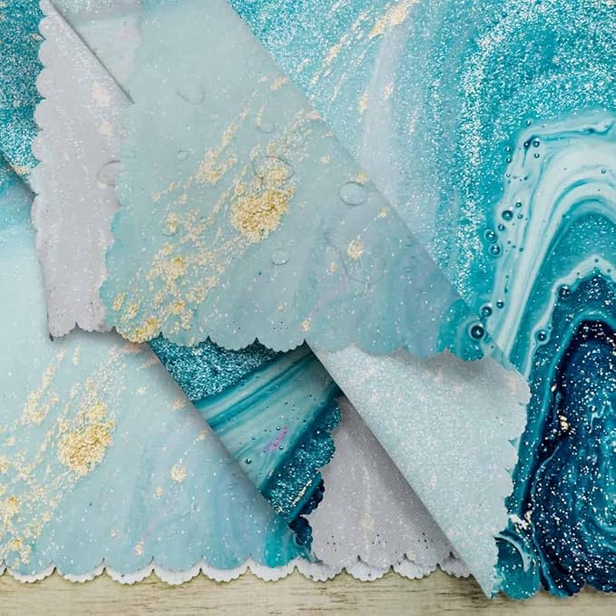 Blue Paint Gold Powder Cloth Napkins Set of 4 Soft Marble Swirls Agate Ripples Bright Ink Water Polyester Dinner Square Napkin for Family Restaurant Weddings Parties 18 x 18 inch