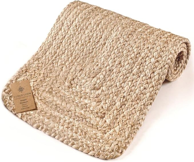 Handcrafted Braided Jute Table Runner - 13x36 Inch 100% Jute Handwoven Rustic Vintage Table Decor, Durable Non-Slip for Dining, Coffee, or Entryway Tables - Natural Farmhouse Table Runner