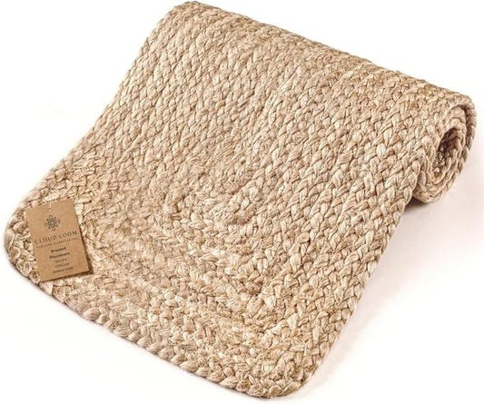 Handcrafted Braided Jute Table Runner - 13x36 Inch 100% Jute Handwoven Rustic Vintage Table Decor, Durable Non-Slip for Dining, Coffee, or Entryway Tables - Natural Farmhouse Table Runner