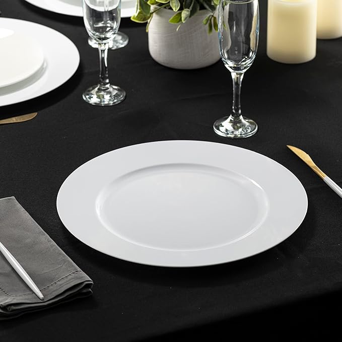 13'' Party Chargers Large Plates & Platters Great for Elegant Party's Weddings Tableware Great for Serving dish White Pack of 12