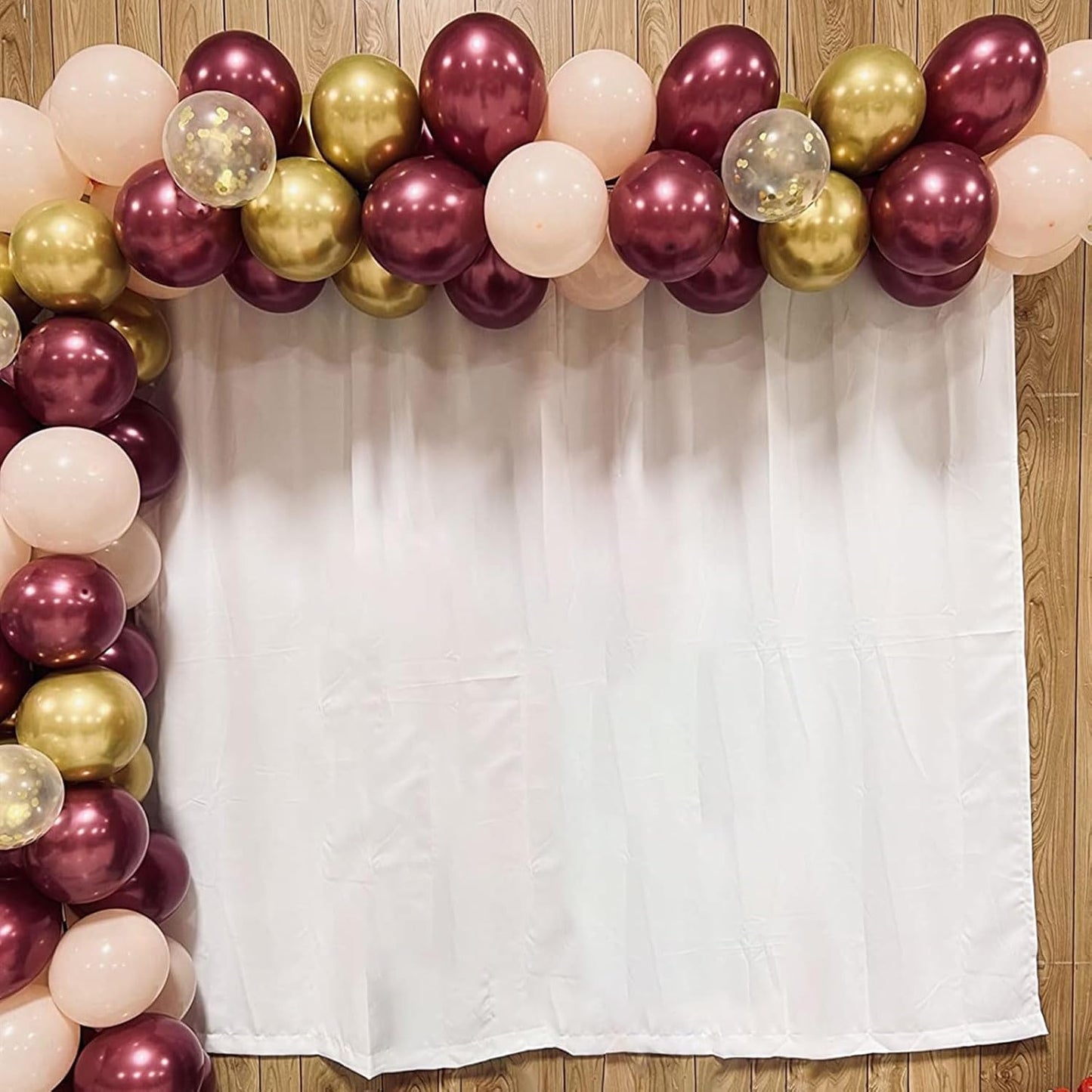 Pink Burgundy Gold Balloons Confetti Metallic Chrome Gold Balloon 60pcs 12inch Wine Red Gold Light Pink Latex Helium Balloon for Wedding Bridal Anniversary Maroon Party Decorations