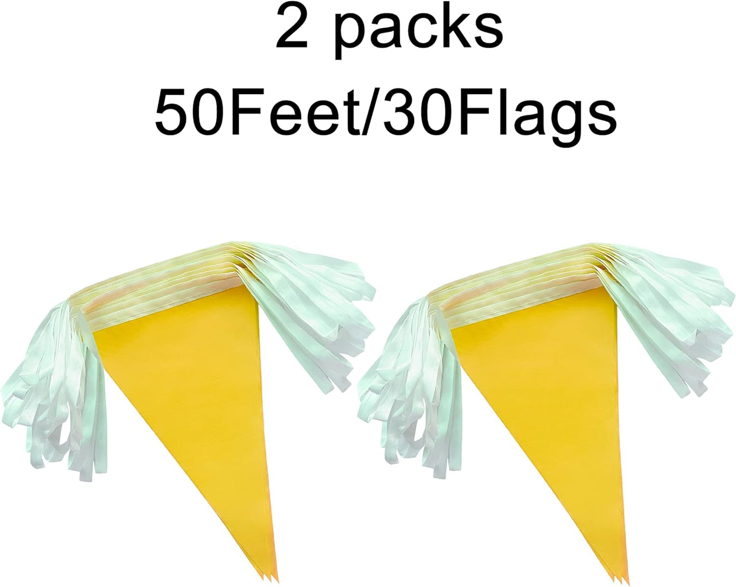 100 Feet Yellow Pennant Banners Flags String Hanging Triangle Bunting Flags,Party Decorations for Grand Opening,Kids Birthday,Carnival,60 PCS