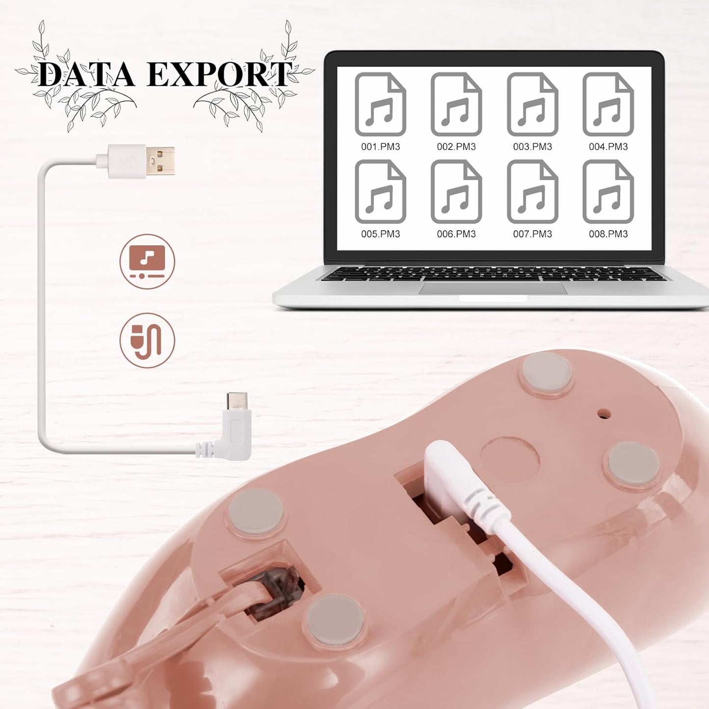 UKBW Audio Guest Book Wedding Phone, 32G Record Customized Audio Message,Interesting Mouth Lip-Shaped Audio Guestbook for Birthdays Parties Confessions Special Occasions (Pink)