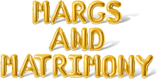 Letter Balloons - MARGS AND MATRIMONY 16" Inch Alphabet Letters Foil Mylar Balloon Bachelorette Party Banner (Gold)