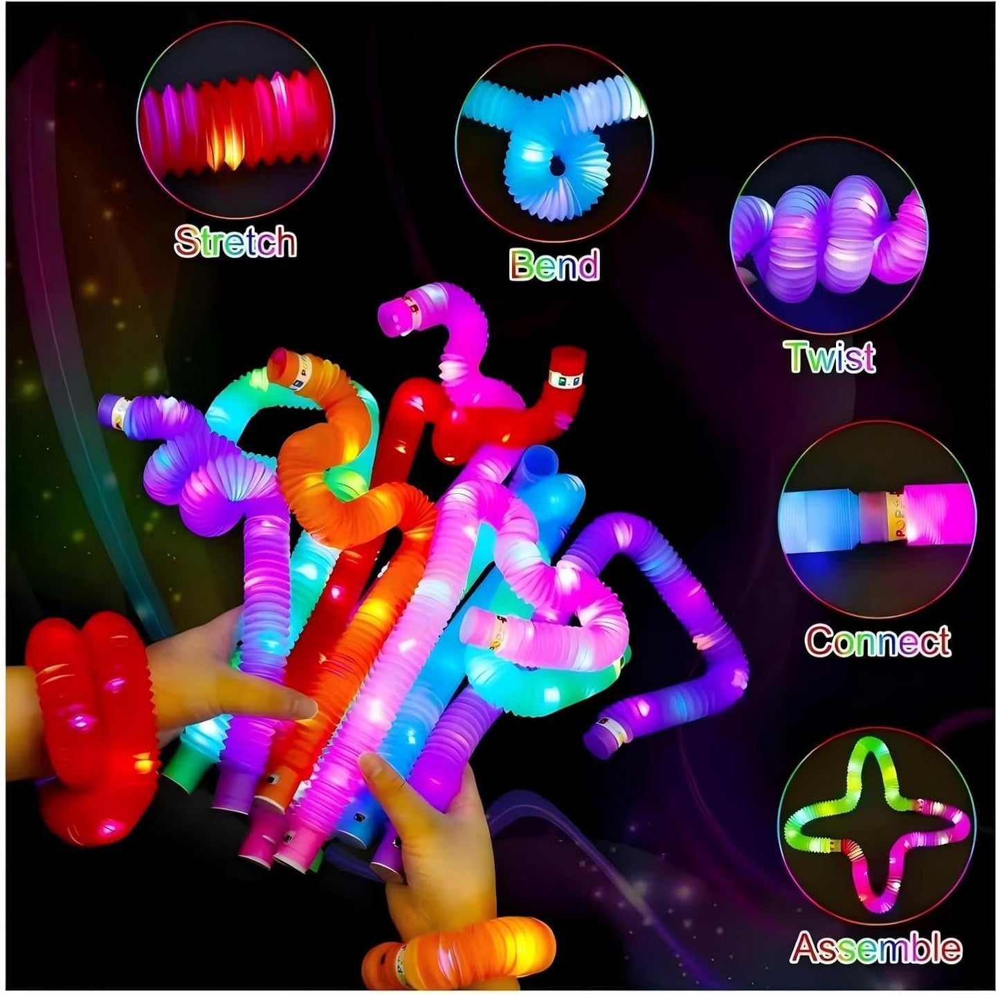 Orange 24 Pack Light Up Party Favors Supplies,Bulk Glow Sticks Bracelet,Necklace Accessories for Kids,Birthday Return Gifts Treats,Easter Basket Goodie Bag Stuffer Fillers for Boys Girls
