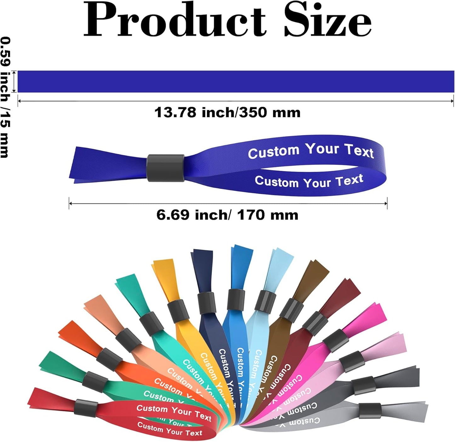 Custom Cloth Wristbands Personalized Wrist Bands 30/100/1000 Pcs Bulk with Text Logo, Colored Wristbands Events for Wedding, Lightweight Concert, Club Entrance Wrist Strap Party