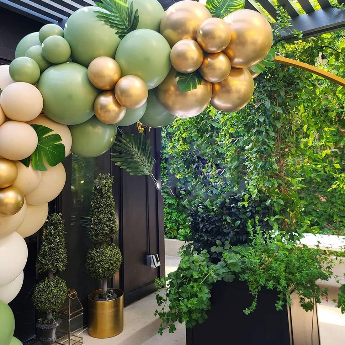 Sage Green Gold White Latex Balloons,50 Pcs 12 Inch Green and blush Gold Party Balloons For Birthday Engagement Wedding Anniversary Party Decorations