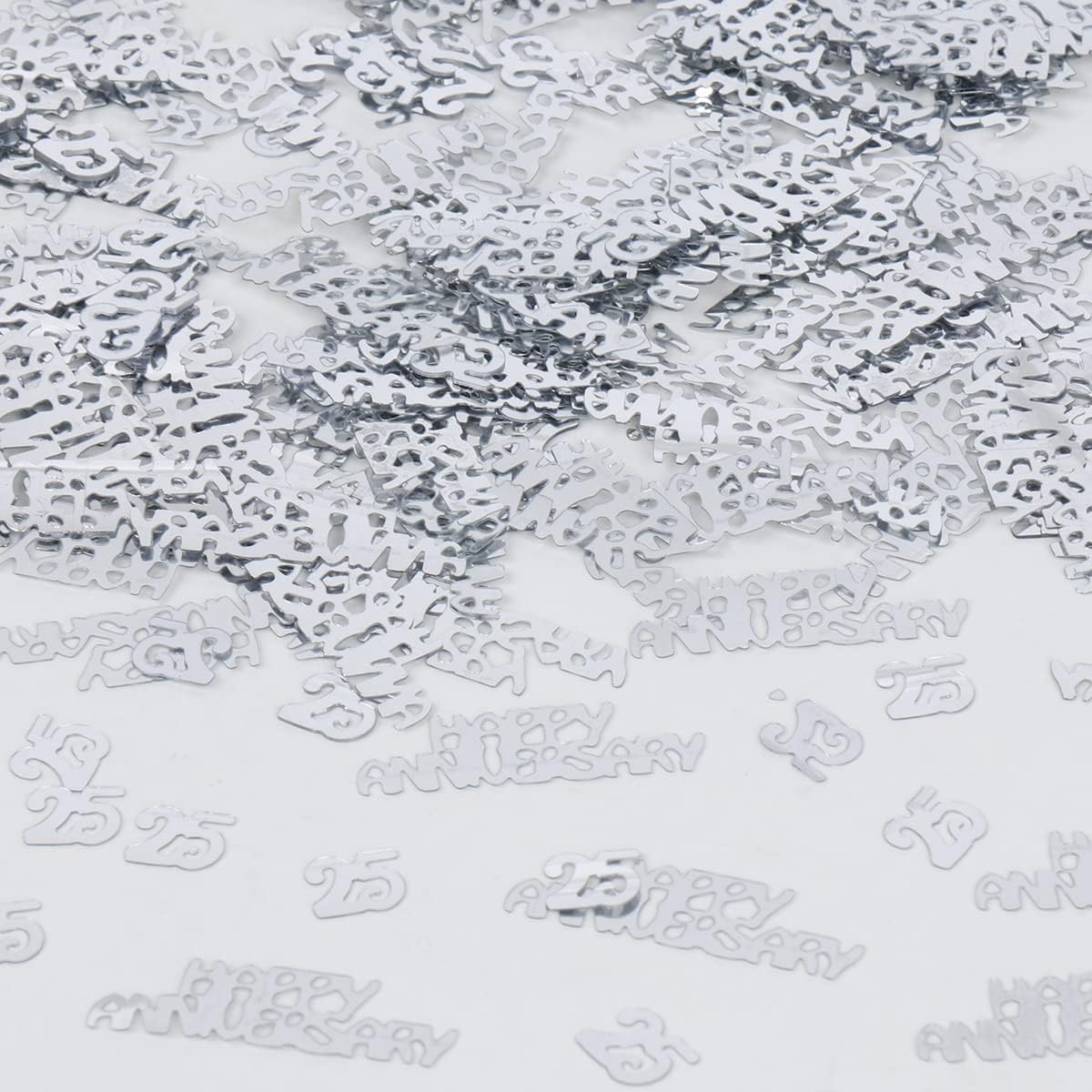 25 Happy Anniversary Confetti Glitter - Silver 25th Anniversary Party Table Decorations Happy Anniversary Confetti, Perfect for Table Decorations Party Supplies DIY Craft