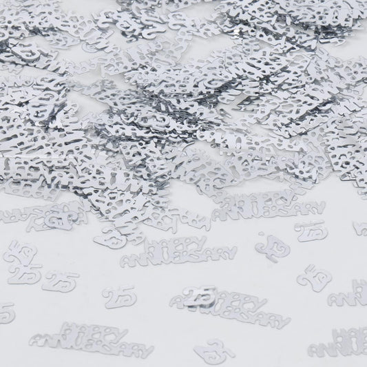 25 Happy Anniversary Confetti Glitter - Silver 25th Anniversary Party Table Decorations Happy Anniversary Confetti, Perfect for Table Decorations Party Supplies DIY Craft