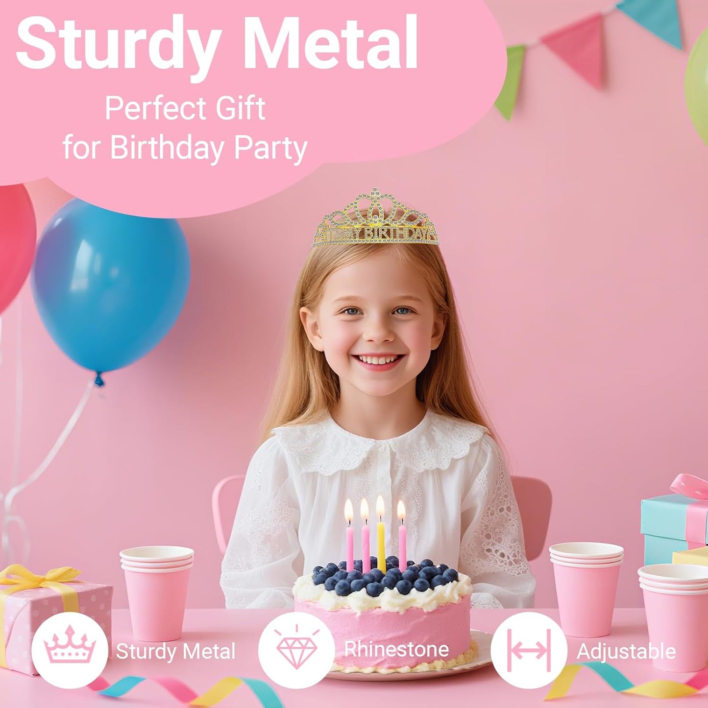 Birthday Tiara and Crown with Sash, Birthday Tiara for Women Party