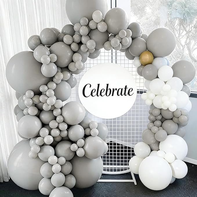 99pcs Gray Balloons, 18/12/10/5Inch Matte Grey Balloon Arch Kit, 18/12/10/5Inch for Birthday, Baby Shower, Anniversary, Graduation, Wedding Party Decorations