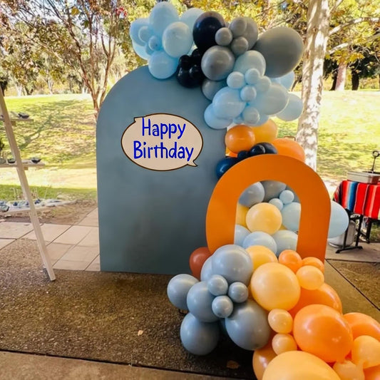 Blue and Orange Balloons Arch Navy Royal Dark Blue Yellow Orange Balloons Garland for Puppy Dog Birthday Decorations Dusty Yellow Blue Light Blue Latex Balloons Graduation Baby Shower Supplies