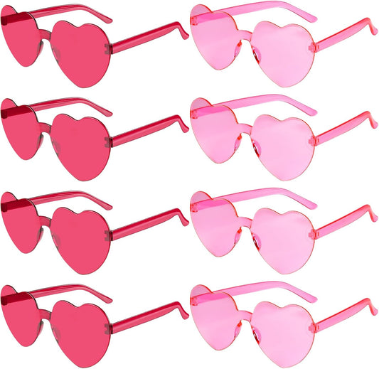 PLULON Heart Sunglasses for Women 5/12/25 Pcs, Heart Glasses Valentine Day Rimless Shaped Candy Color Fun Glasses Party Favor