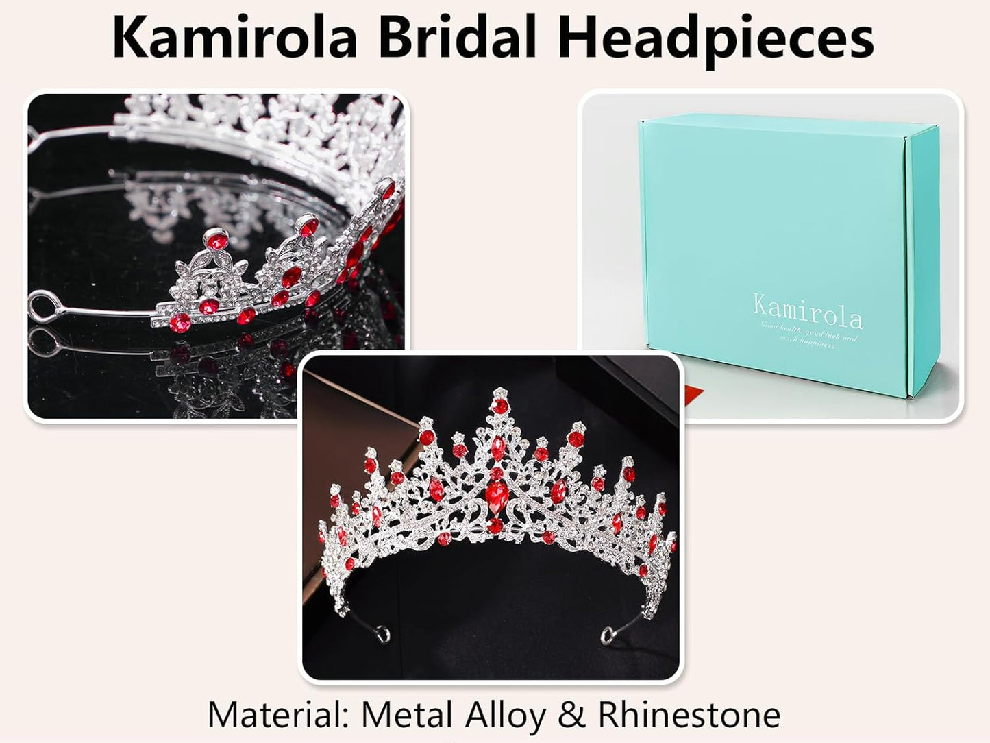 Kamirola Crystal Crowns and Tiaras Headband for Girl or Women Birthday Party Wedding Prom Bridal Halloween Christmas （TR19）