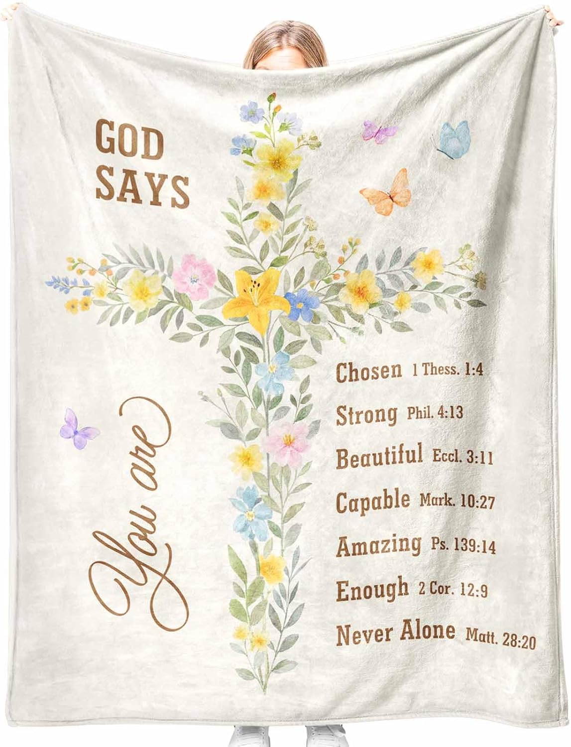Christian Gifts for Women Faith, Flannel Soft Christian Blanket Decor, Religious Gifts for Women on Mothers Day Birthday Christmas, Spiritual Bible Verse Scripture Prayer Blanket - Cross