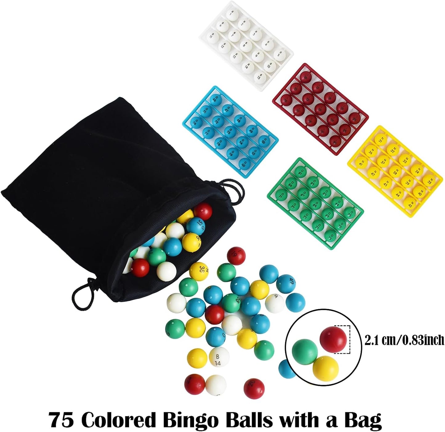 Yuanhe Jumbo Bingo Game Set - 11" Metal Round Cage, 75 Colored Balls, 100 Bingo Cards, 500 Mixed Chips and Master Board for Large Groups, Parties