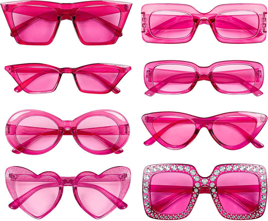 8 Mixed Style Party Sunglasses Retro Colored Party Favors Bulk Classic Costume Glasses for Women