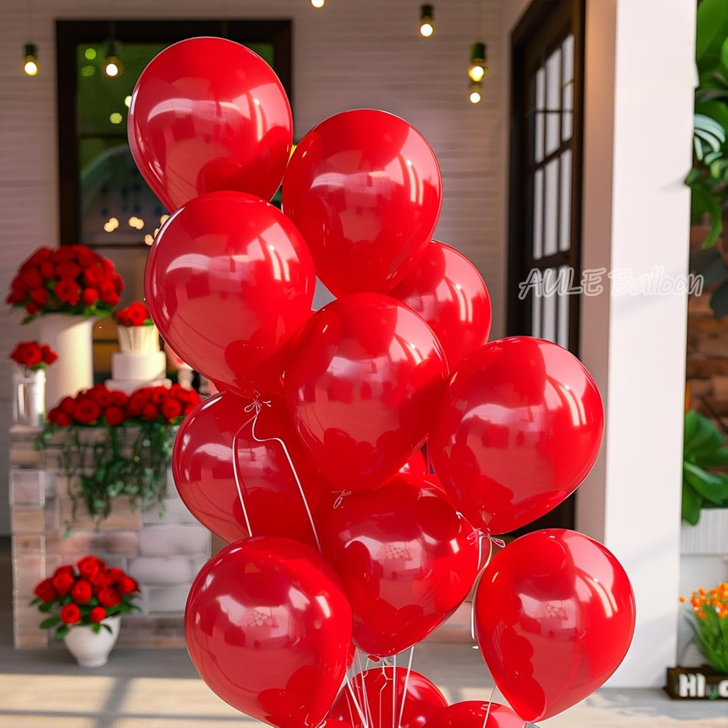 AULE Red Balloons 12 inch 50 Pcs Latex Balloons Helium Shiny Thicken Balloon Perfect Party Decoration for Wedding Birthday Baby Shower Graduation Carnival