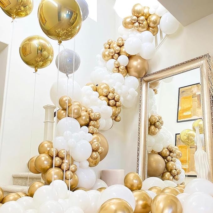 Metallic Gold Balloons 12 inch, Chrome Gold Latex Balloons 50pcs Party Balloons for Graduation Engagement Wedding Birthday Party Decorations