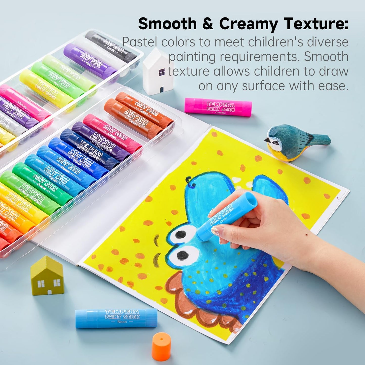 Shuttle Art Tempera Paint Sticks - 30 Solid Colours - Quick Drying - Works Great on Paper, Wood, Glass, Ceramic, Canvas