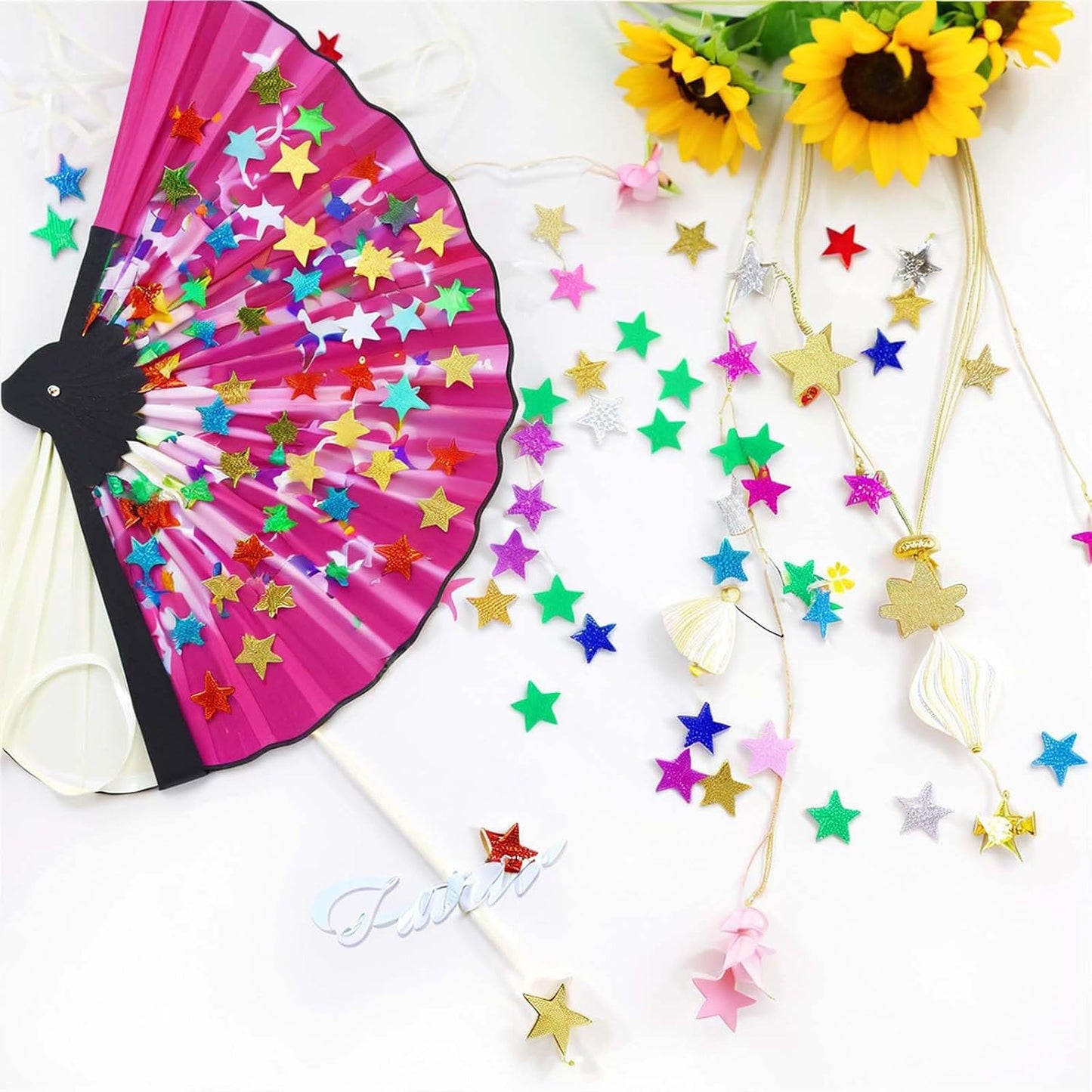 Rainbow Star Table Confetti: 0.59-Inch Metallic Star Foil Confetti for Weddings, Birthdays, and Party Star Decoration (2.12 oz, 1 Pack)