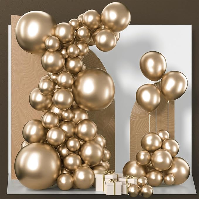 PartyWoo Metallic Gold Balloons 85pcs Different Sizes of 18 12 10 5 Inch Chrome Gold Balloon Arch Kit Garland for Birthday Graduation Baby Shower Wedding Bachelorette Party Decorations Gold-G127