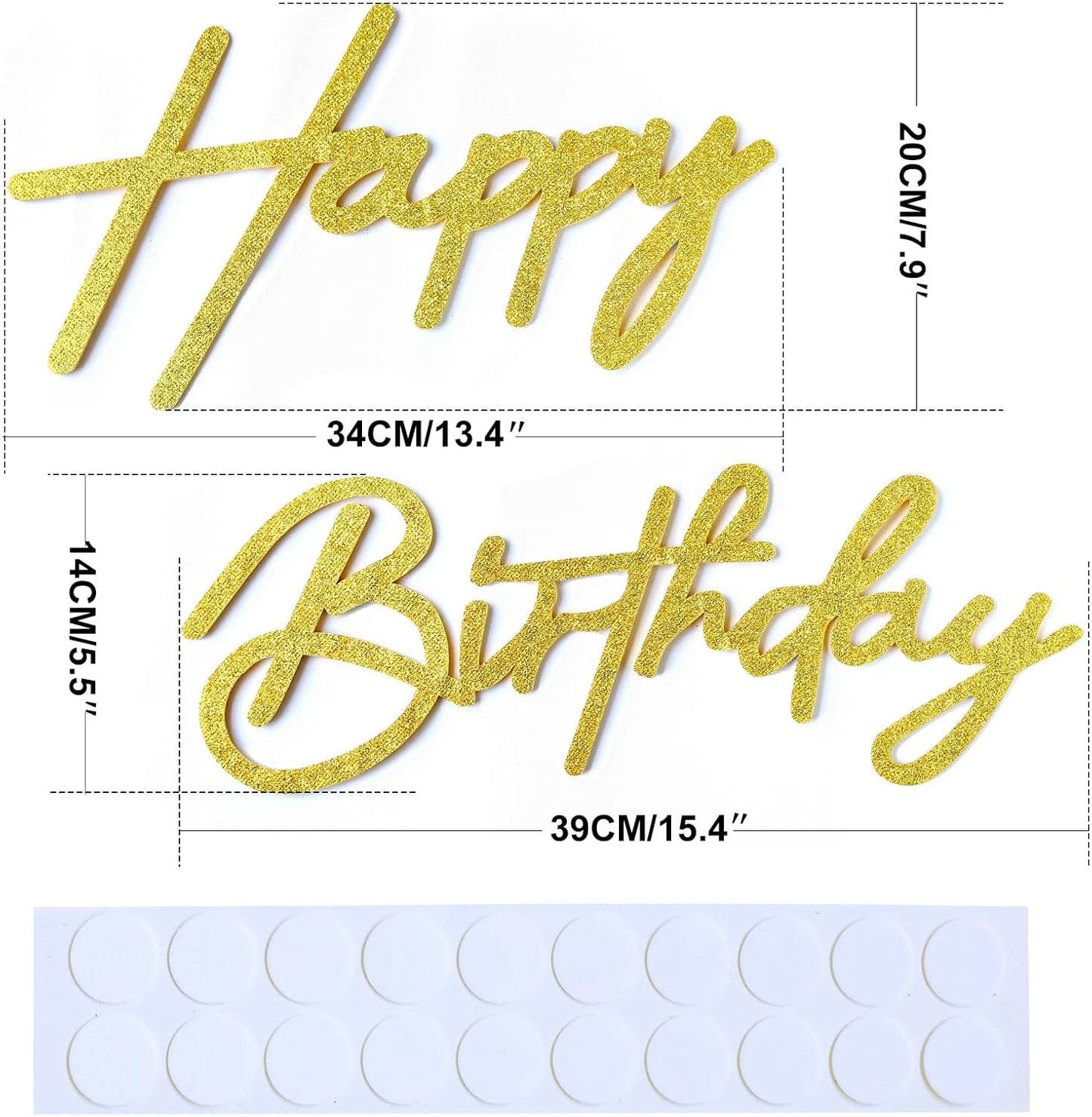 Glitter Gold Happy Birthday Sign for Arch Backdrop - Felt Happy Birthday Letters Signs for Balloon Arch Wall Decorations Large Happy Birthday Remove Logo for Baby Girl Women Party Decor