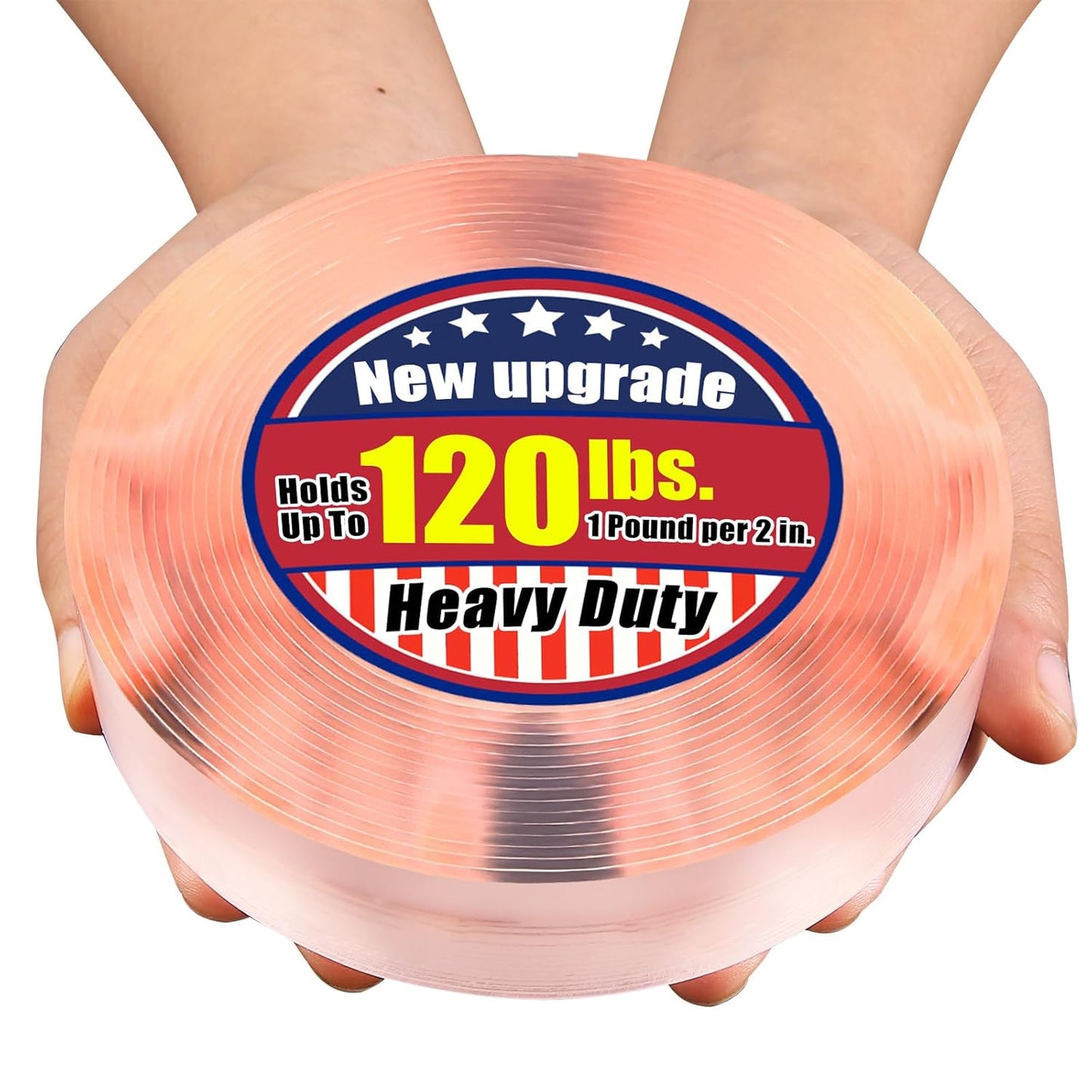 Extra Large 1" x 200" Double Sided Tape，Clear & Tough Heavy Duty Nano Mounting Tape