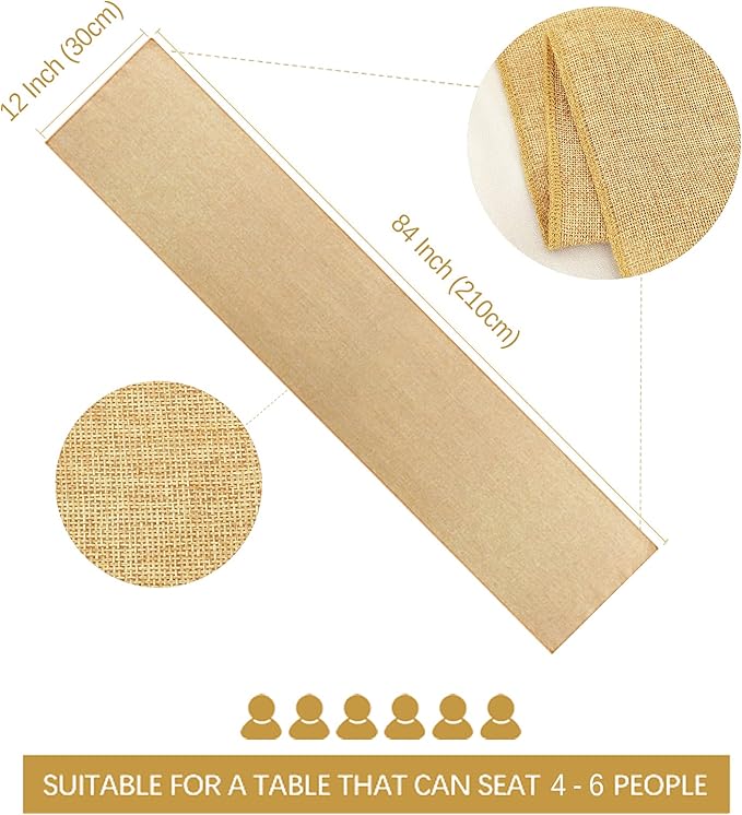 B-COOL Burlap Table Runner Pack of 2 Wedding Thanksgiving Burlap Table Runners Neutral Jute Vintage Rolls 12x84inch for Holiday Fall Table Cover Decoration Khaki