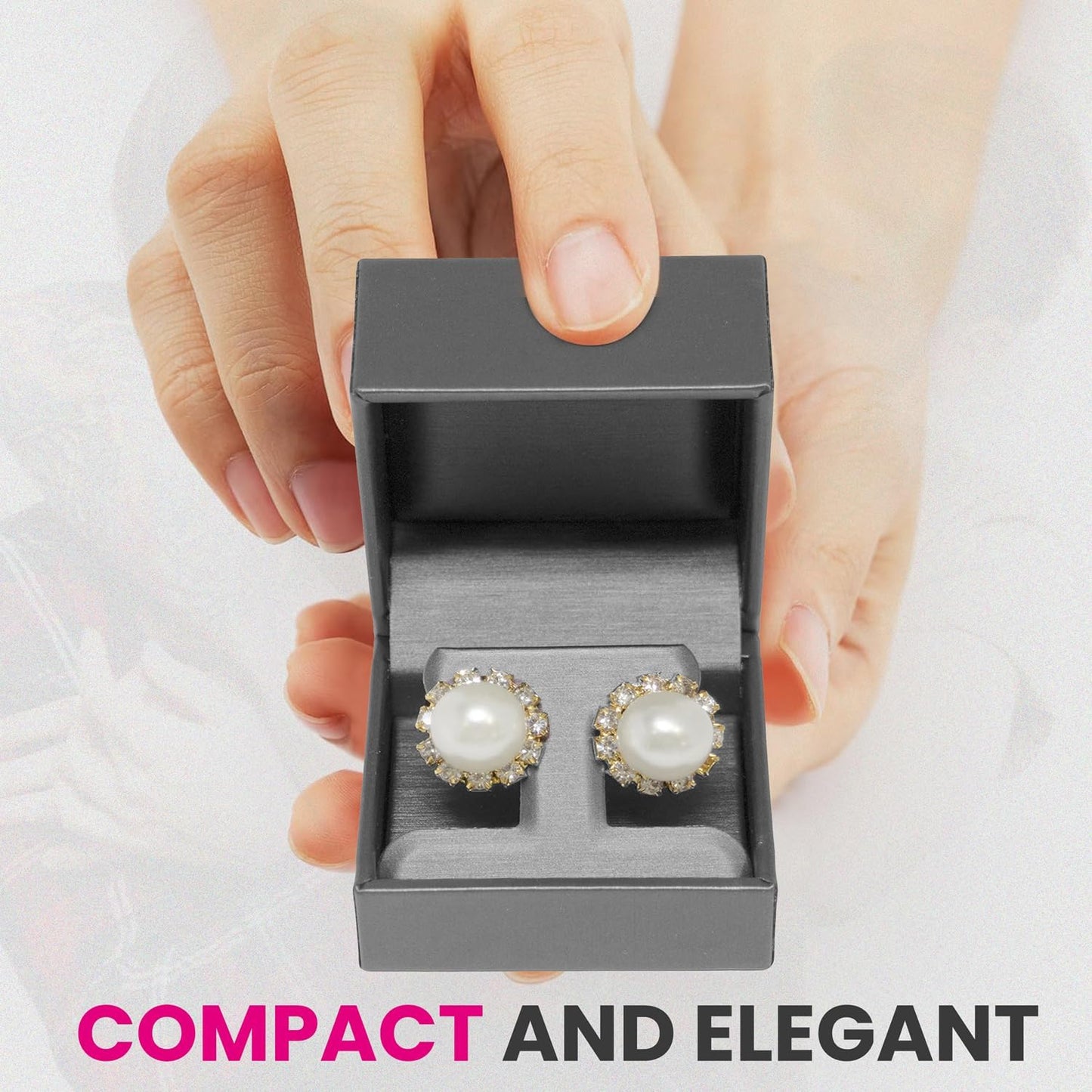 Novel Box Earring Tree Silver Jewelry Box 2.37x2.37x1.87 Inches - Earrings Gift Box for Proposal Wedding Engagement - Faux Leatherette Jewelry Display Box - Gift Presentation Boxes for Earrings
