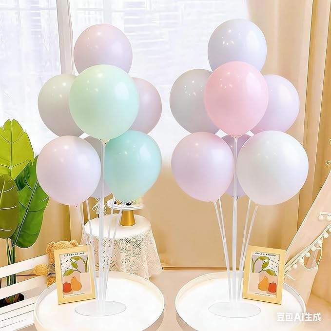6 Sets Balloon Stand Kit for Table Mardi Gras Table Decorations Mardi Gras Table Centerpieces with Balloon Gold Green Purple Float Carnival Fat Tuesday Party Supplies Decoration