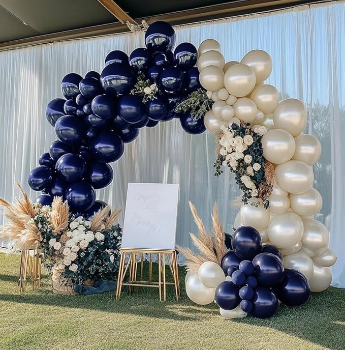 Navy Blue Balloons Double Stuffed Dark Royal Blue Balloon Garland Different Sizes 18/12/5in Pearl Balloon Arch Kit for Graduation Wedding Birthday Baby Shower Valentine Father's Day Party Decorations