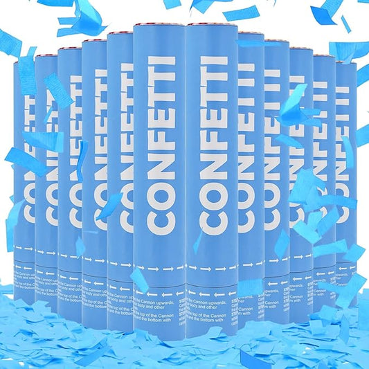 Confetti Cannon Blue Biodegradable Confetti Poppers 12Pack Party Poppers Confetti Shooters Blue Sticks for Wedding Graduation Engagement Anniversary Bridal Shower Valentines Day Birthday