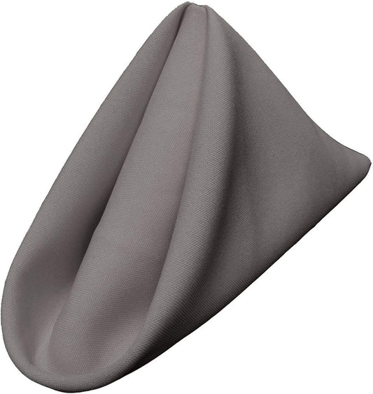 LA Linen 10-Pack Poly Poplin Napkin, Soft Cloth Napkins, Washable Reusable Napkins, Stain and Wrinkle Resistance Table Napkins for Dinner, Wedding, Parties, 18 by 18-Inch, Gray Dark