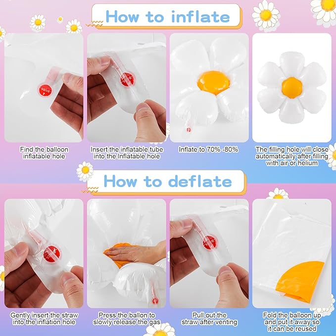 VinTS 150 PCS Daisy Pastel Balloon Garland Kit,White Daisy Flower Macaron Pastel Balloons Garland with Butterfly Stickers for Mothers Day Spring Easter Baby Shower Decoration