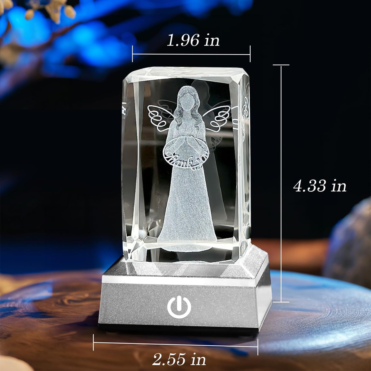 Thank You Gifts for Women - 3D Crystal Angel Figure Thank You Gifts for Teachers Coworkers Boss Nurse Doctor Pastor Employee Appreciation Gifts Wedding Thank You Gift Nightlight with Led Colorful Base