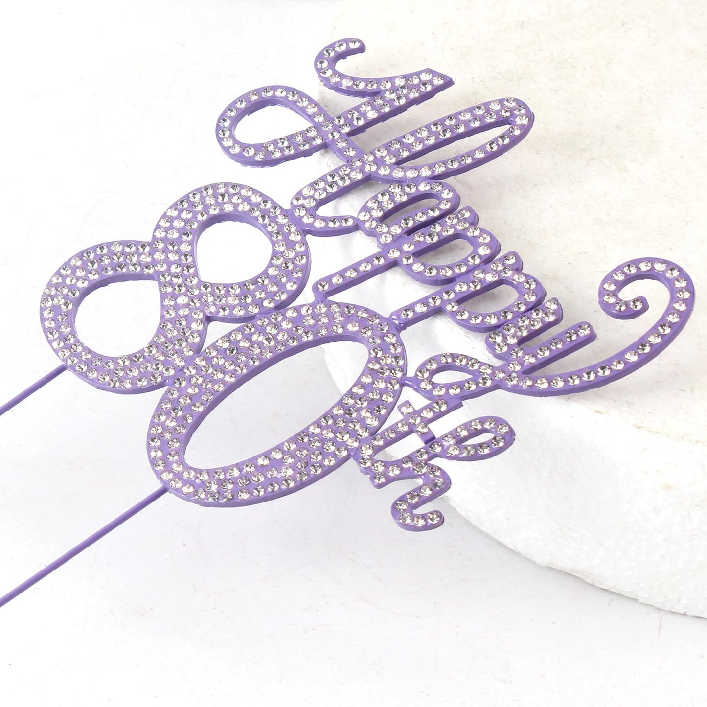 LASKYER Happy 80th Birthday Purple Rhinestone Cake Topper - 80th Birthday/Anniversary,Cheers to Eighty Years Old Bday Party Metal Sparkly Centerpieces Decorations.