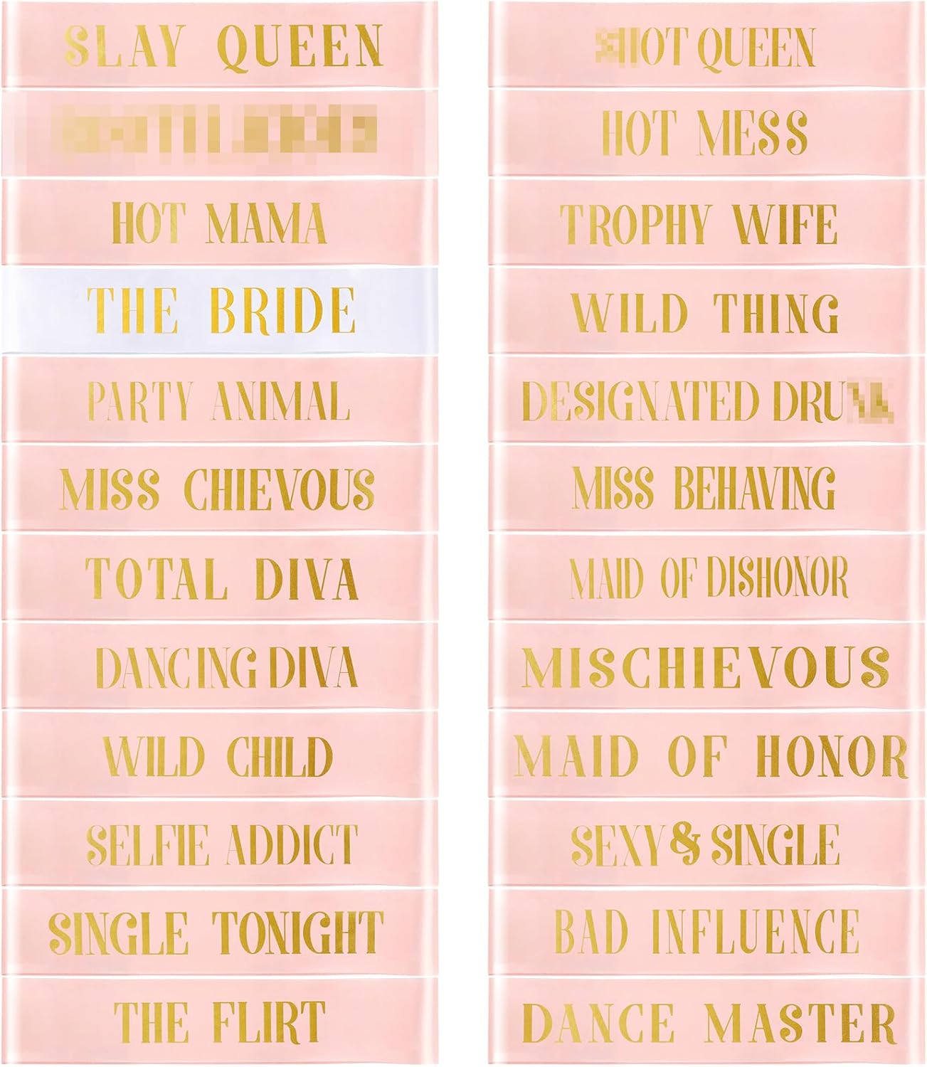 24 Pcs Bride Sash Bachelorette Party Bridesmaid Sashes Set Bridal Team Sash Bachelorette Party Sashes Bridal Shower Decorations Bride Gifts for Bridesmaids Maid of Honor(White Rose Gold)