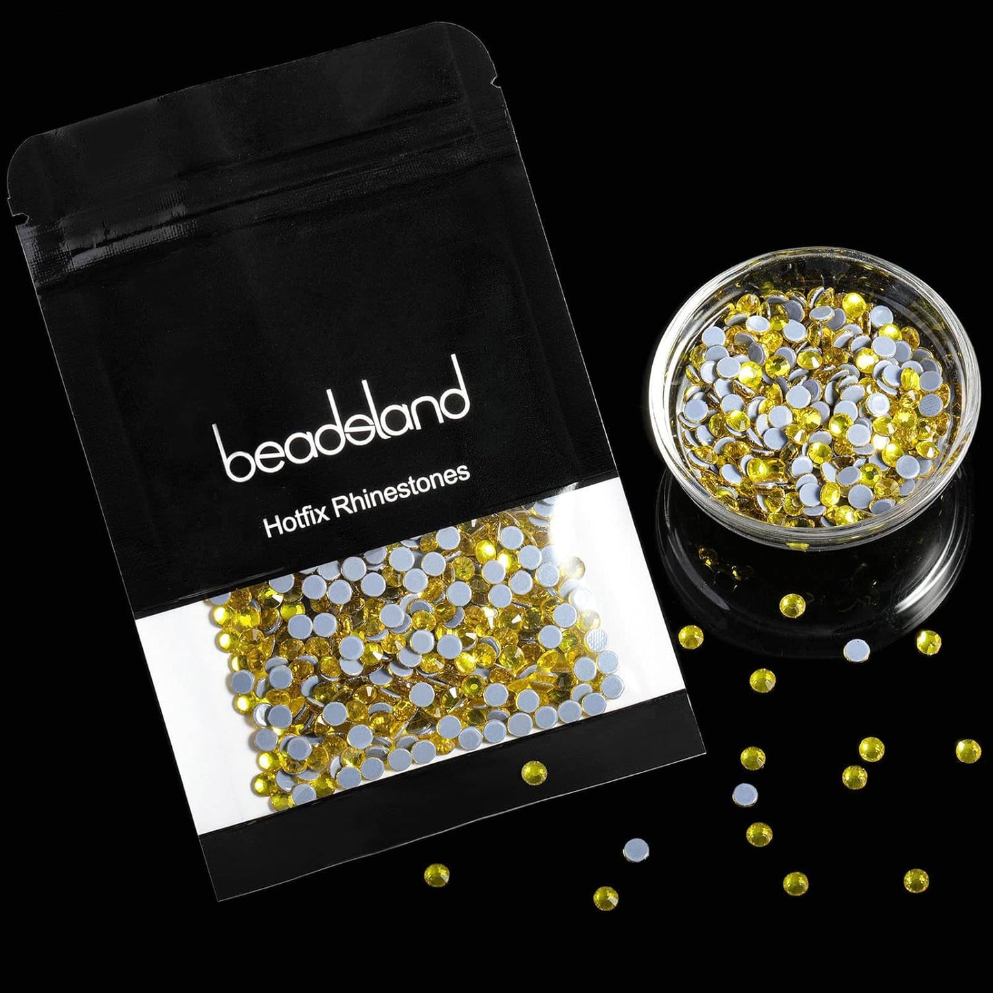 Beadsland Hotfix Rhinestones, 1440pcs Flatback Crystal Rhinestones for Crafts Clothes DIY Decorations, Lemon Yellow, SS12, 3.0-3.2mm