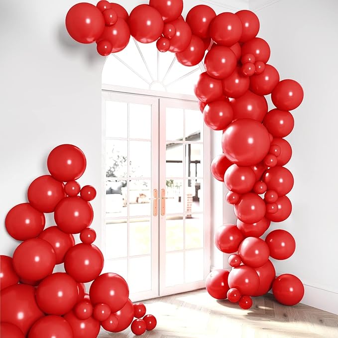 HOUSE OF PARTY Cherry Red Balloons for Christmas 5/12/18 Inch | Matte Balloons for Christmas Decorations, Valentine's, Graduation Day, Wedding, Anniversary and Mother's Day Decorations