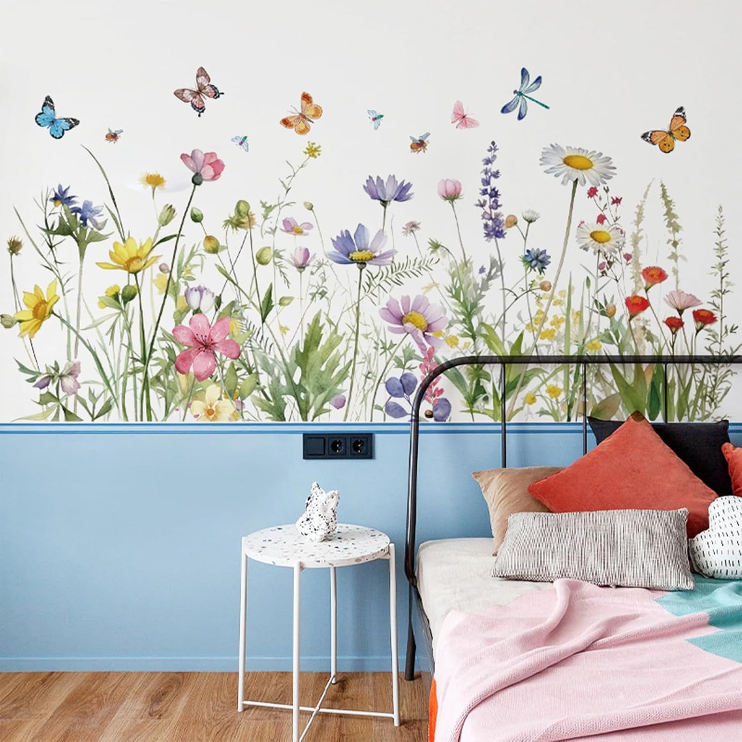 Flower Wall Murals Peel Plant Wall Stickers Room Wall Decals Decor for Bedroom Wall Stickers for Living Room Wall Decor Stickers & Murals 3D DIY Wall Art as Decorations B