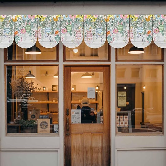 Easter Banner 4Pcs Indoor Outdoor Hanging Banner Flag Spring Eggs Eucalyptus Leaves Wooden Grain Sign for Fireplace Mantel Decorative Bunting Garland Valance for Shop Door Mantle Home Decor 7.9"x11.8"