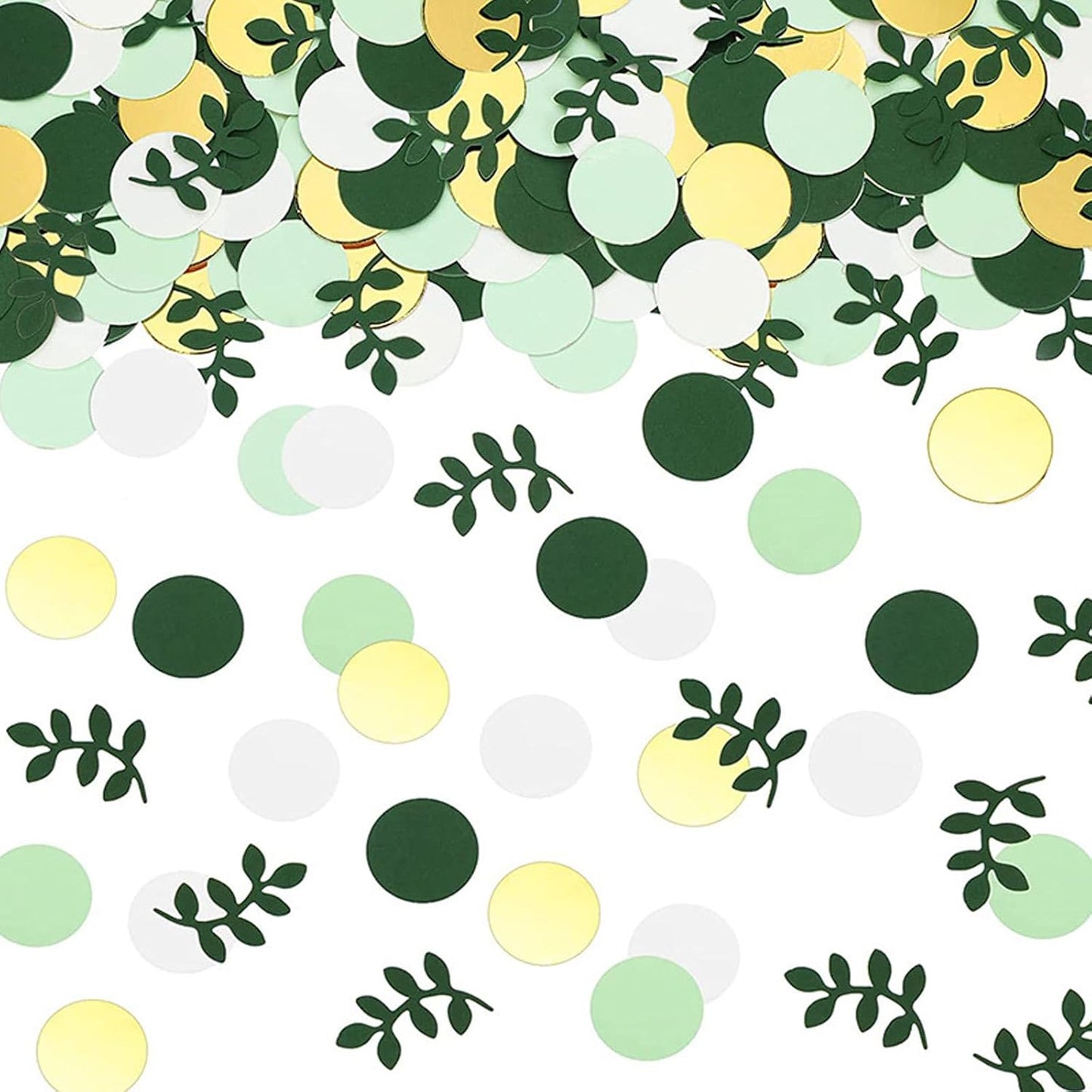 200 Pcs Party Confetti, Greenery Gold Eucalyptus Confetti, Safari Baby Shower Decorations, Green Branches Scatter Table Decorations, Forest Party Decor, Bridal Shower Decor, Wedding Confetti
