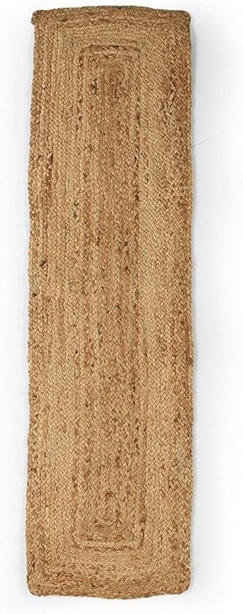 Hand Woven Natural Fiber Reversible High Traffic Resistant 100% Jute Burlap Braided Table Runner Area Rug 60 Inches Long Hand Crafted Rustic Vintage Dining (Natural Jute, 14" X 60" Inch)