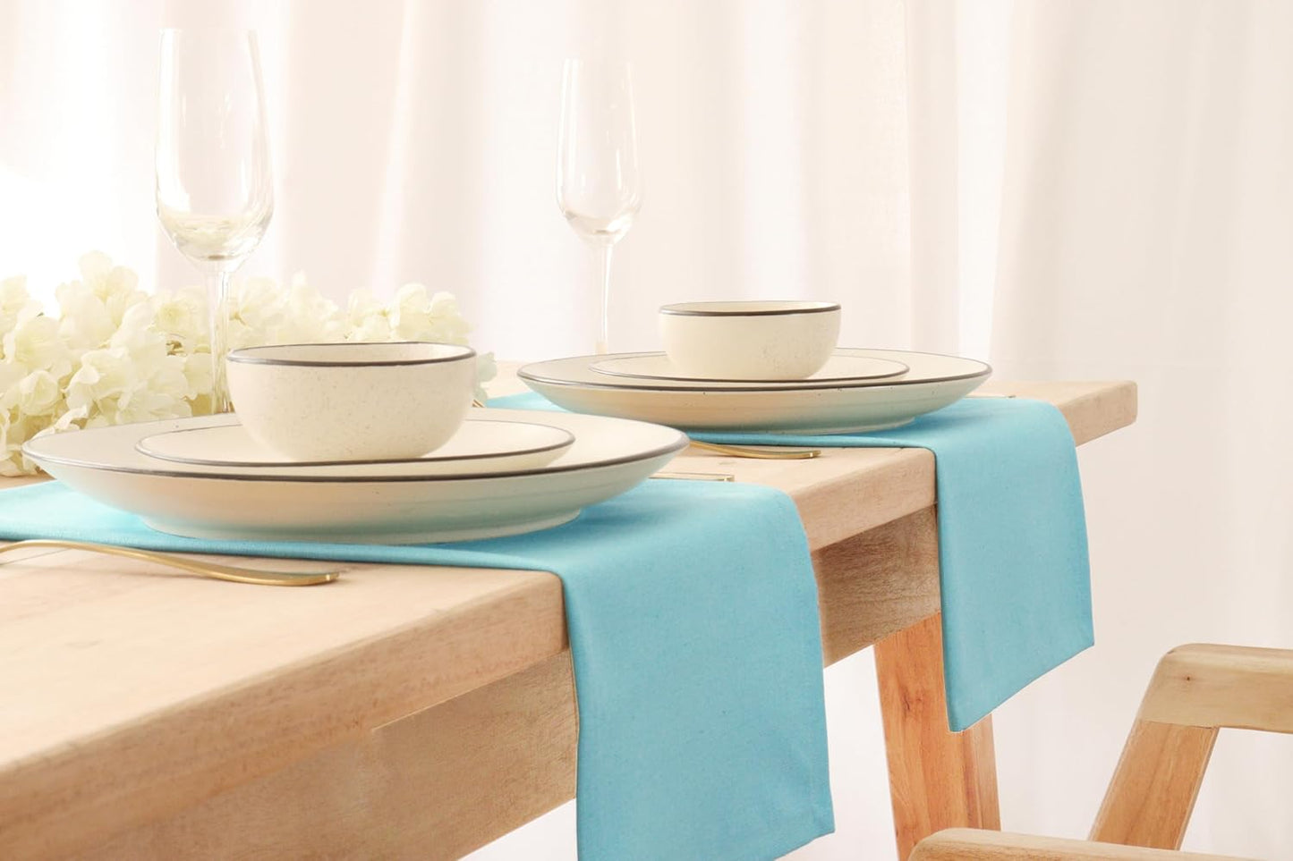 PurpleEssences Set of 12 Cloth Dinner Napkins 100% Cotton 18x18 Inch - Soft Durable Washable - Ideal for Farmhouse Party Fall Thanksgiving - Perfect Everyday Use Table Linen - Aqua Blue