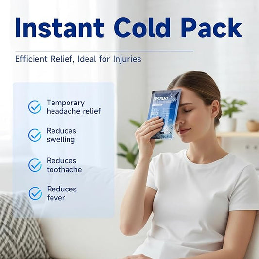 25 Instant Ice Cold Packs, 4.4" x 6" Disposable Ice Packs for Injuries, Pain Relief, No Freeze Needed Cold Compress for First Aid, Athletes