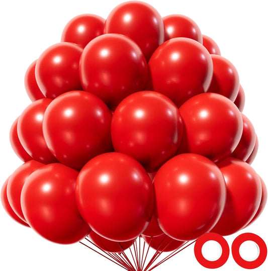 Red Latex Party Balloons, 110pcs Latex Party Balloons Helium Quality for Birthday Graduation Baby Shower Valentines Christmas Wedding Party Decorations (Red)